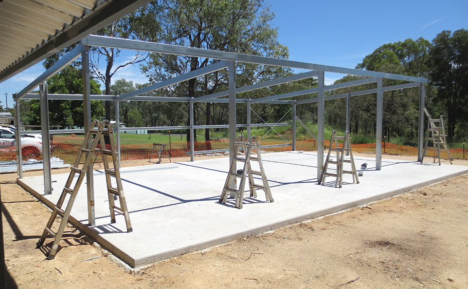 frame going up for Amenities Building